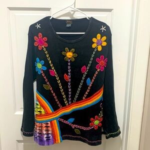 “Rising International” multi-color long sleeve top. 2X